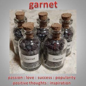🔥4/$20 ONE GARNET  crystal chip bottle : CHAKRA success PASSION confidence